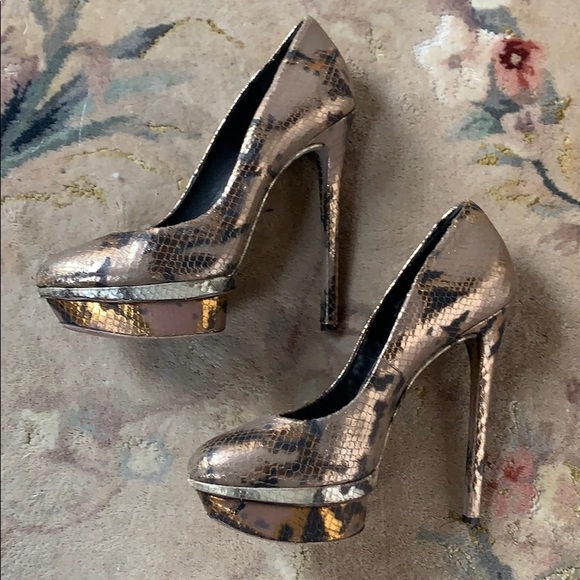 Brian Atwood Python Gold Heels. Size 6. - Picture 2 of 7